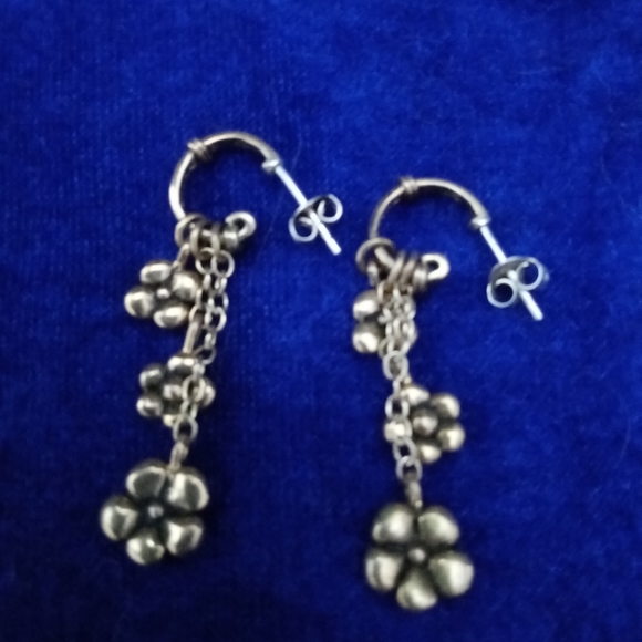 Barse bronzite 925 plumeria dangle post earrings - Picture 8 of 11